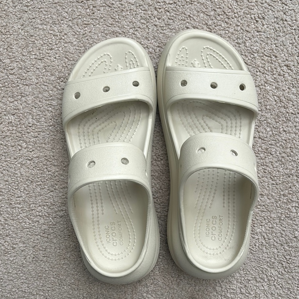 Cream Crocs Sandals